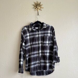 Plaid Black and White button up Shirt